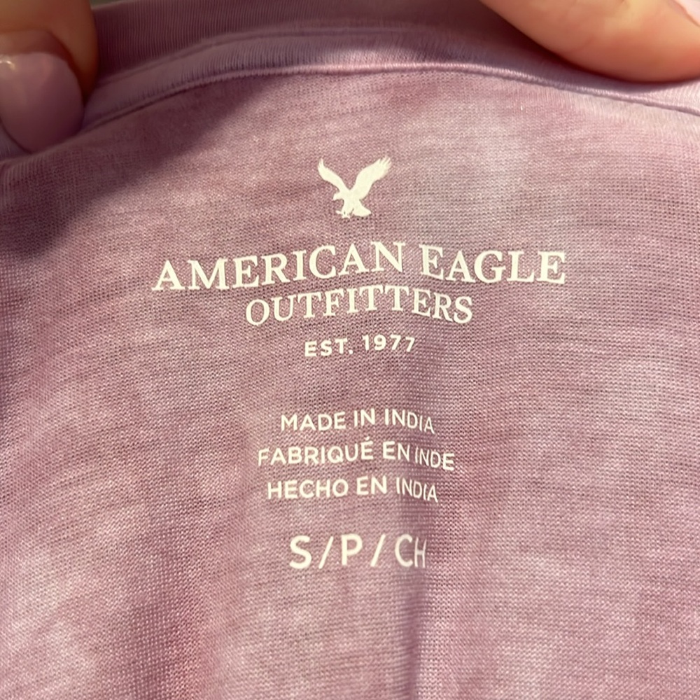 American Eagle Lavender Open Weave Tie-Dye Women's Top - Picture 2 of 4